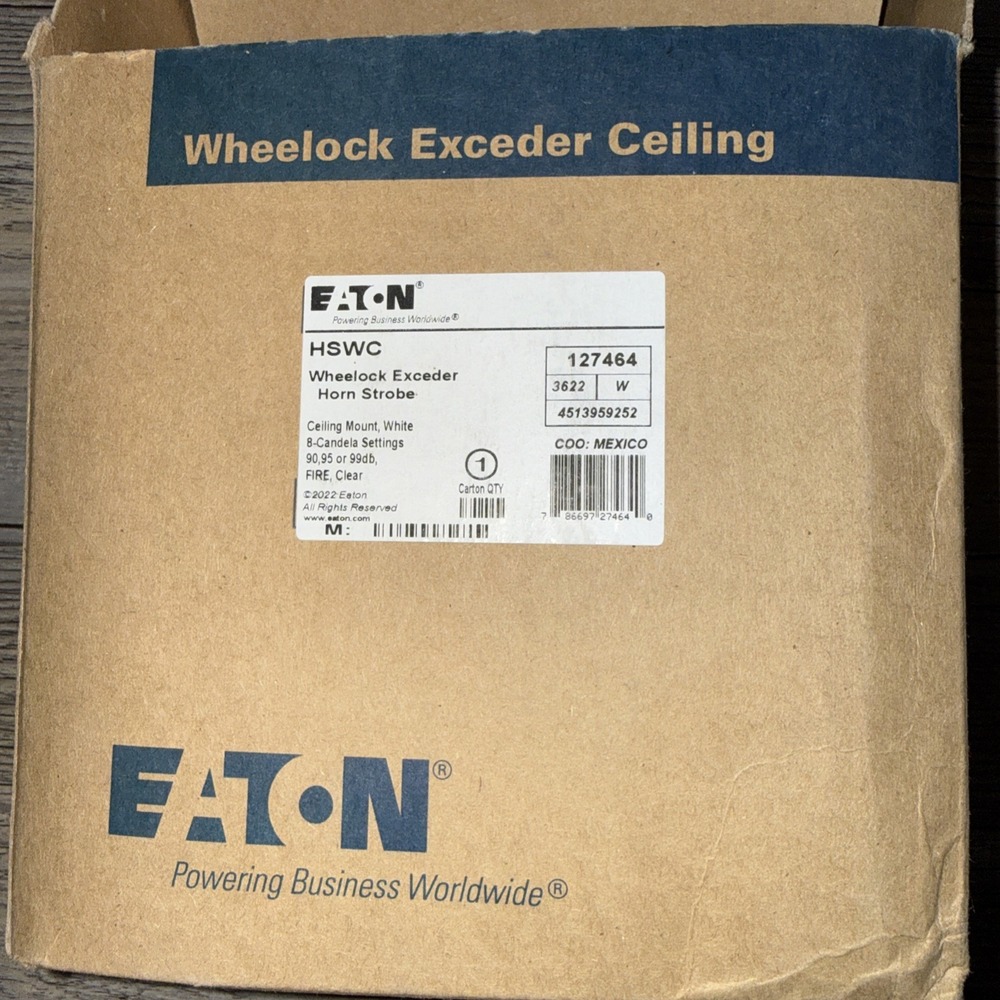 EATON Wheelock HSWC 127464 Exceder Ceiling Mount Strobe Fire Alarm White